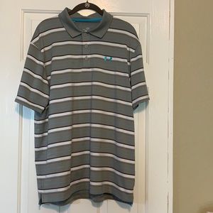Under Armour Polo, Gray/Turquoise/White Stripes